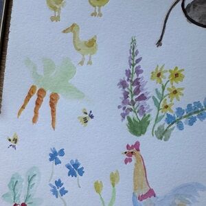 Watercolor Farm Animal Art Print - Pastel Multi-Color